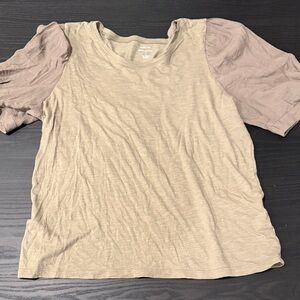 Banana Republic Beige/Green and Brown Short Sleeve Top
